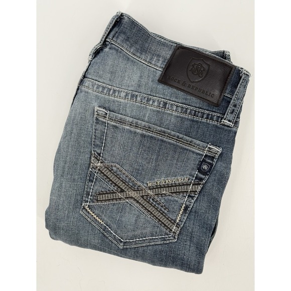 Rock & Republic Mens Relaxed Straight Jeans‎ Grady Size 30x32 Blue Cotton Denim - Picture 1 of 8